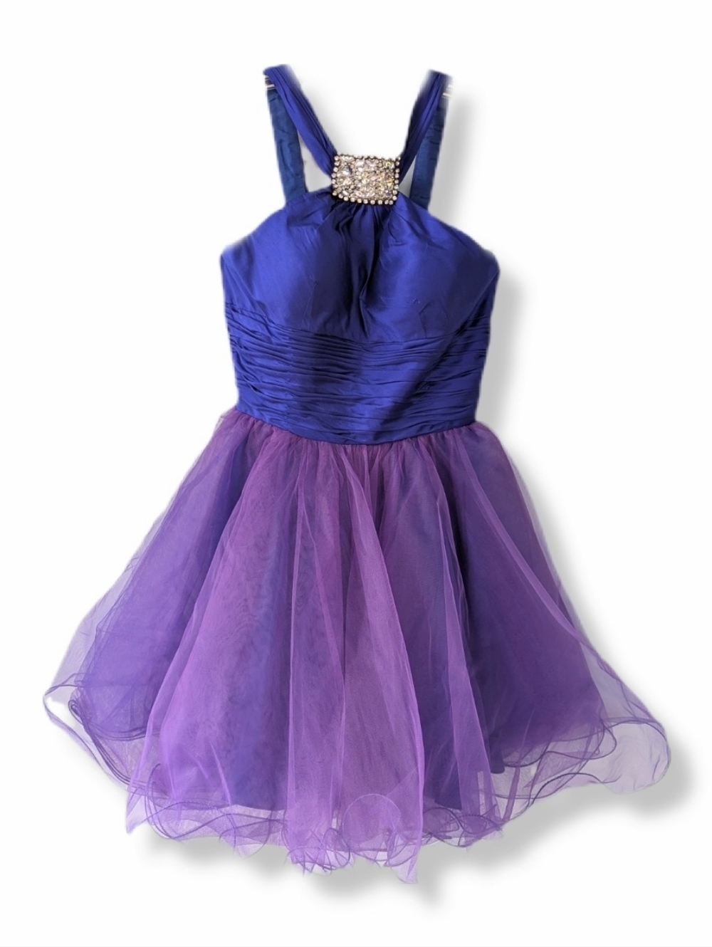 VTG Sherri Hill Y2K Blue/Purple Tulle Fit & Flare Homecoming Prom Party Dress